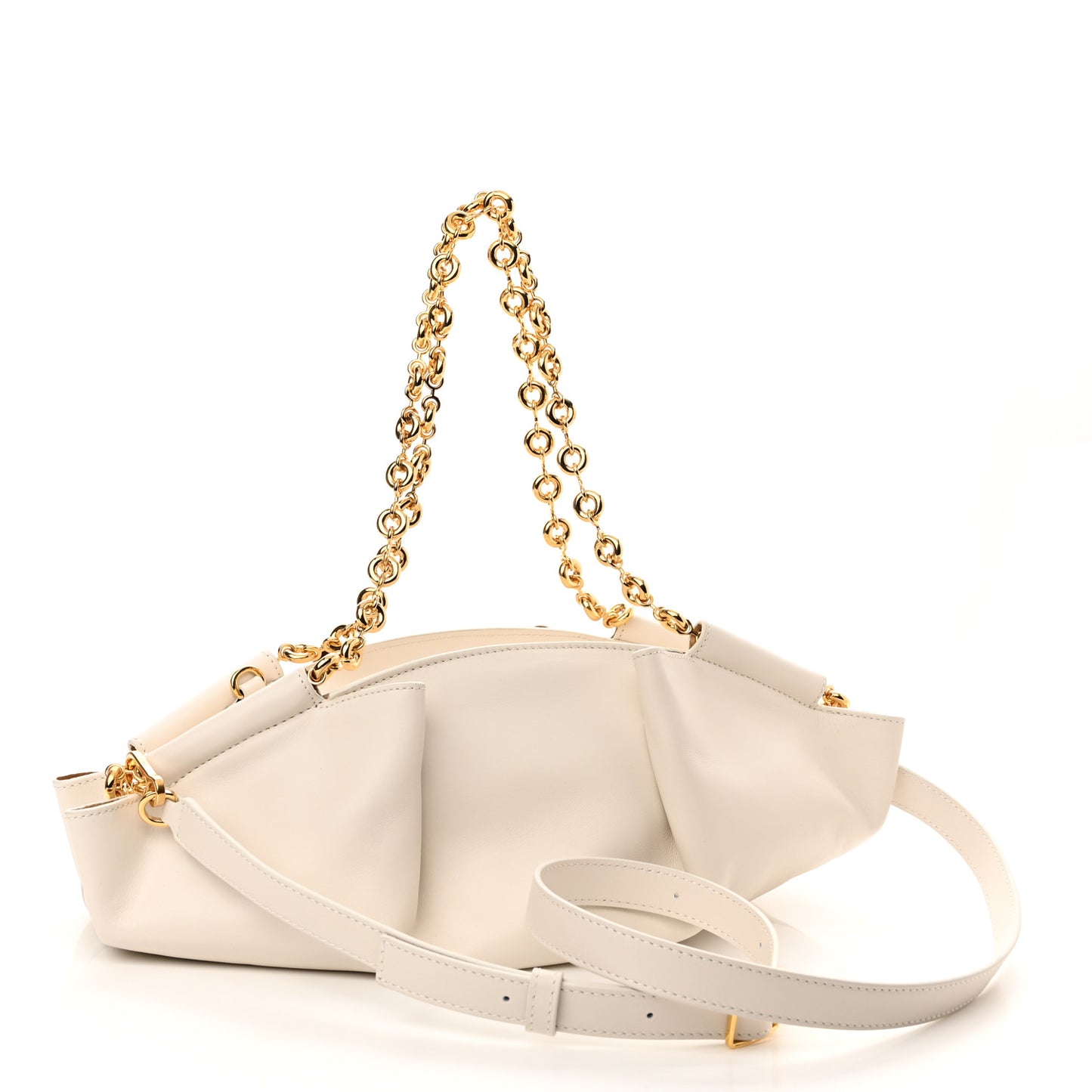 Shiny Nappa Calfskin Small Paseo Bag With Chain Soft White