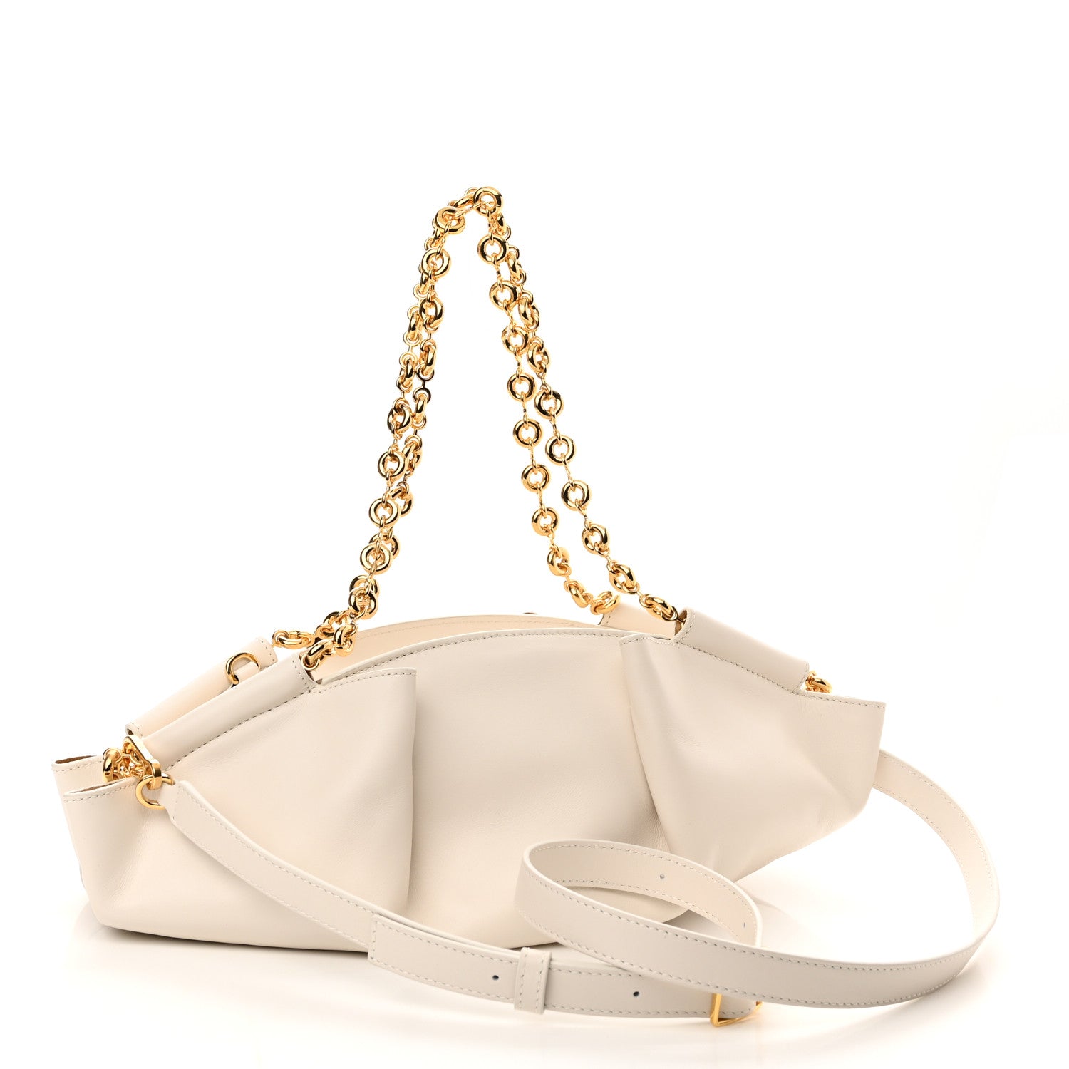 Loewe Shiny Nappa Calfskin Small Paseo Bag With Chain Soft White 3 of 9
