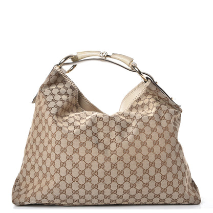 Gucci Monogram Large Horsebit Chain Hobo Off White 1 of 16