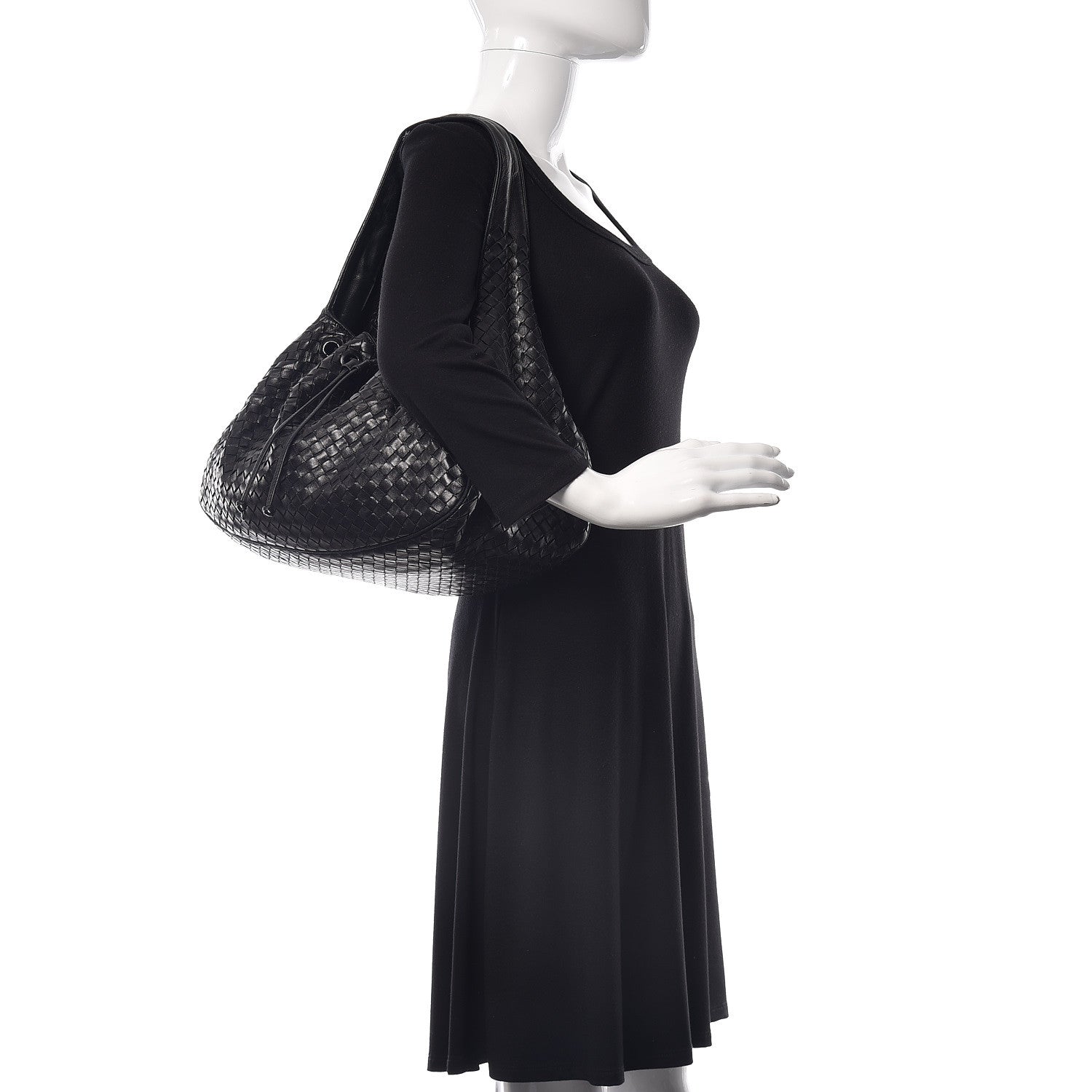 Bottega Veneta Nappa Intrecciato Drawstring Hobo Bag Black 2 of 15