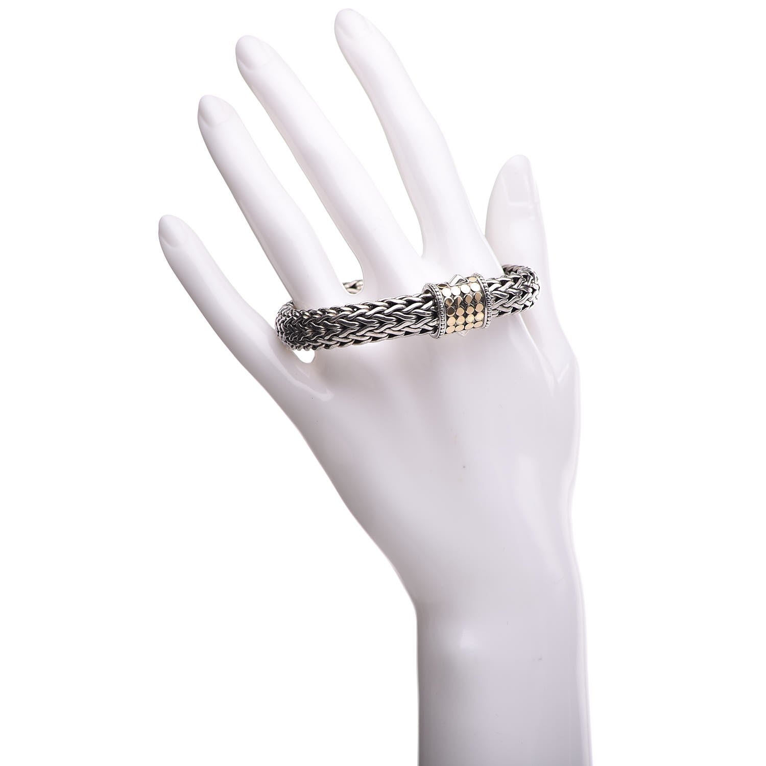 John Hardy Sterling Silver 18K Yellow Gold 10mm Classic Chain Dot Bracelet 2 of 5