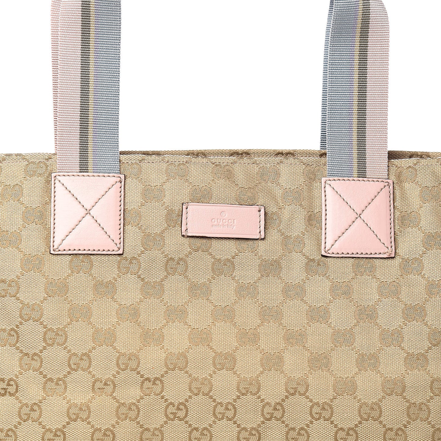 Monogram Large Web Handle Tote Pink Blue