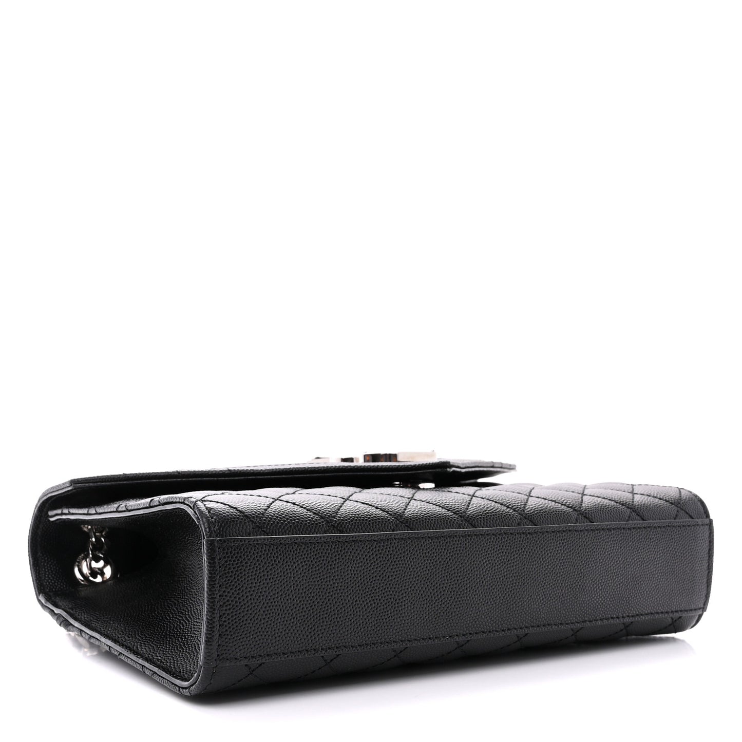 SAINT LAURENT Grain De Poudre Textured Mixed Matelasse Triquilt Medium Monogram Satchel Black