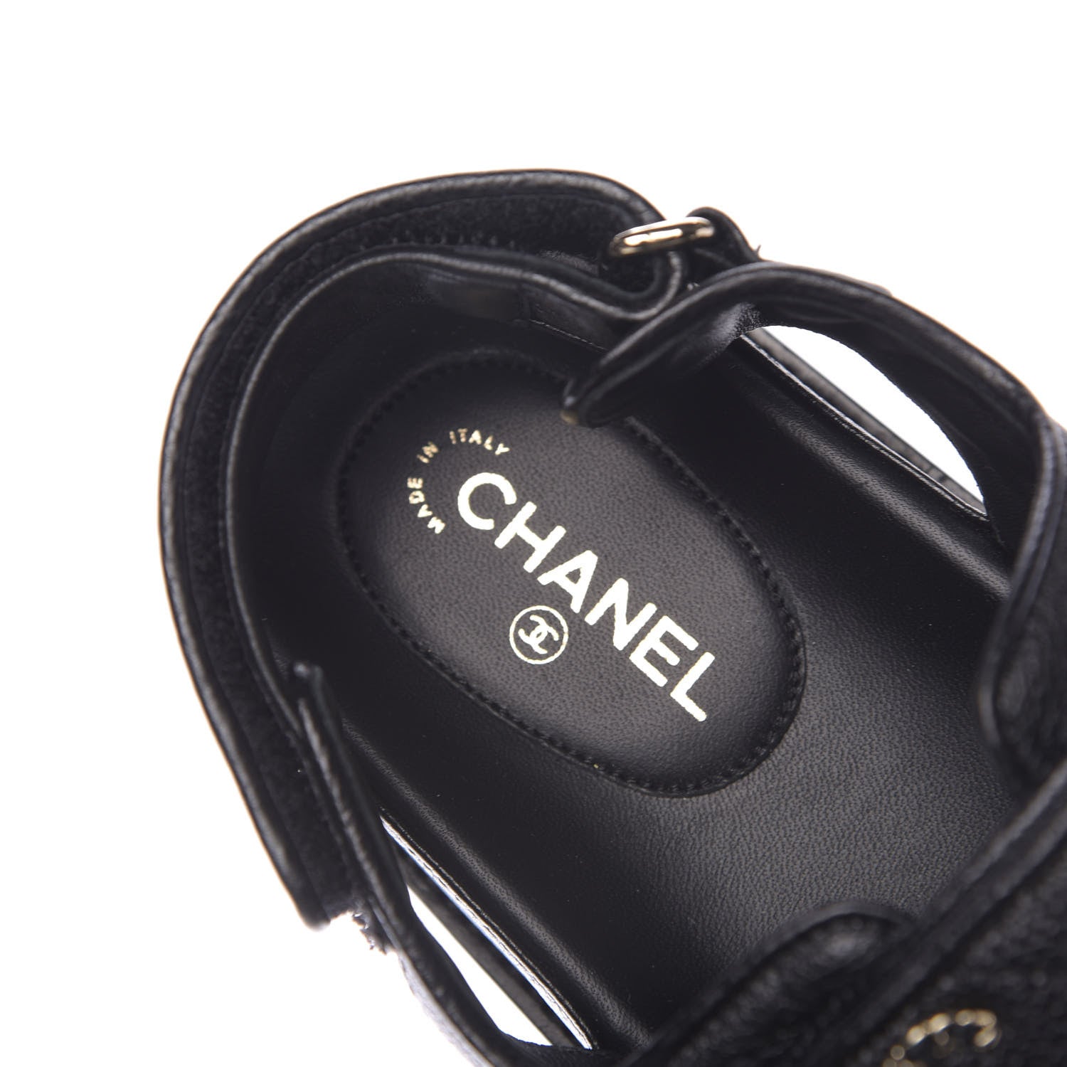 Chanel Grained Calfskin Velcro Dad Sandals 39 Black 7 of 10