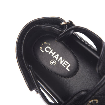 Chanel Grained Calfskin Velcro Dad Sandals 39 Black 7 of 10