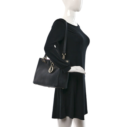 Christian Dior Bullcalf Medium Diorissimo Tote Black Rose Indien 2 of 11