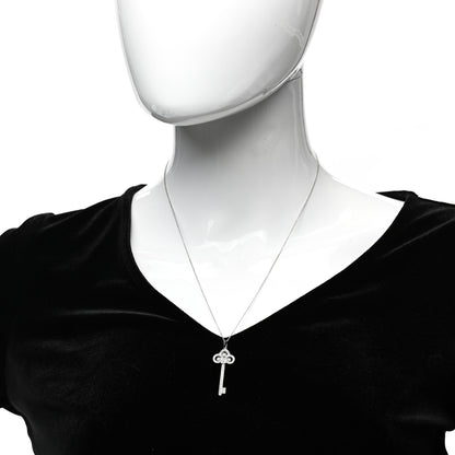 Tiffany Platinum Diamond .41ct Fleur De Lis Key Pendant Necklace 2 of 6