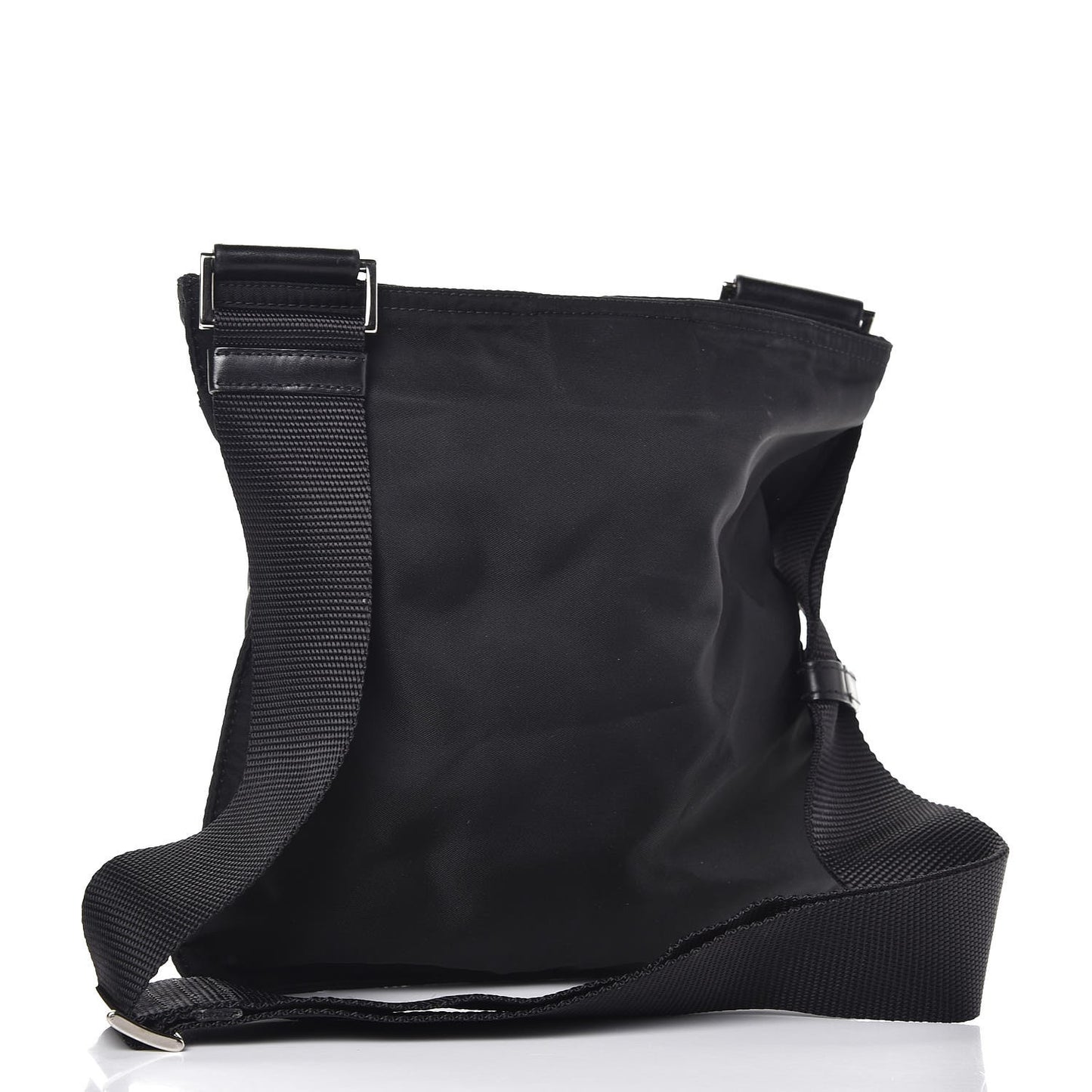 Nylon Flat Messenger Bag Black
