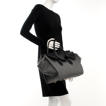 Celine Felt Calfskin Medium Tie Knot Tote Grey Black 2 of 9