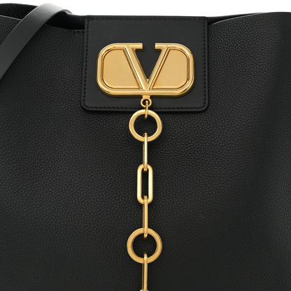 Valentino Garavani Grainy Calfskin VLogo Escape Hobo Bag Black 9 of 13