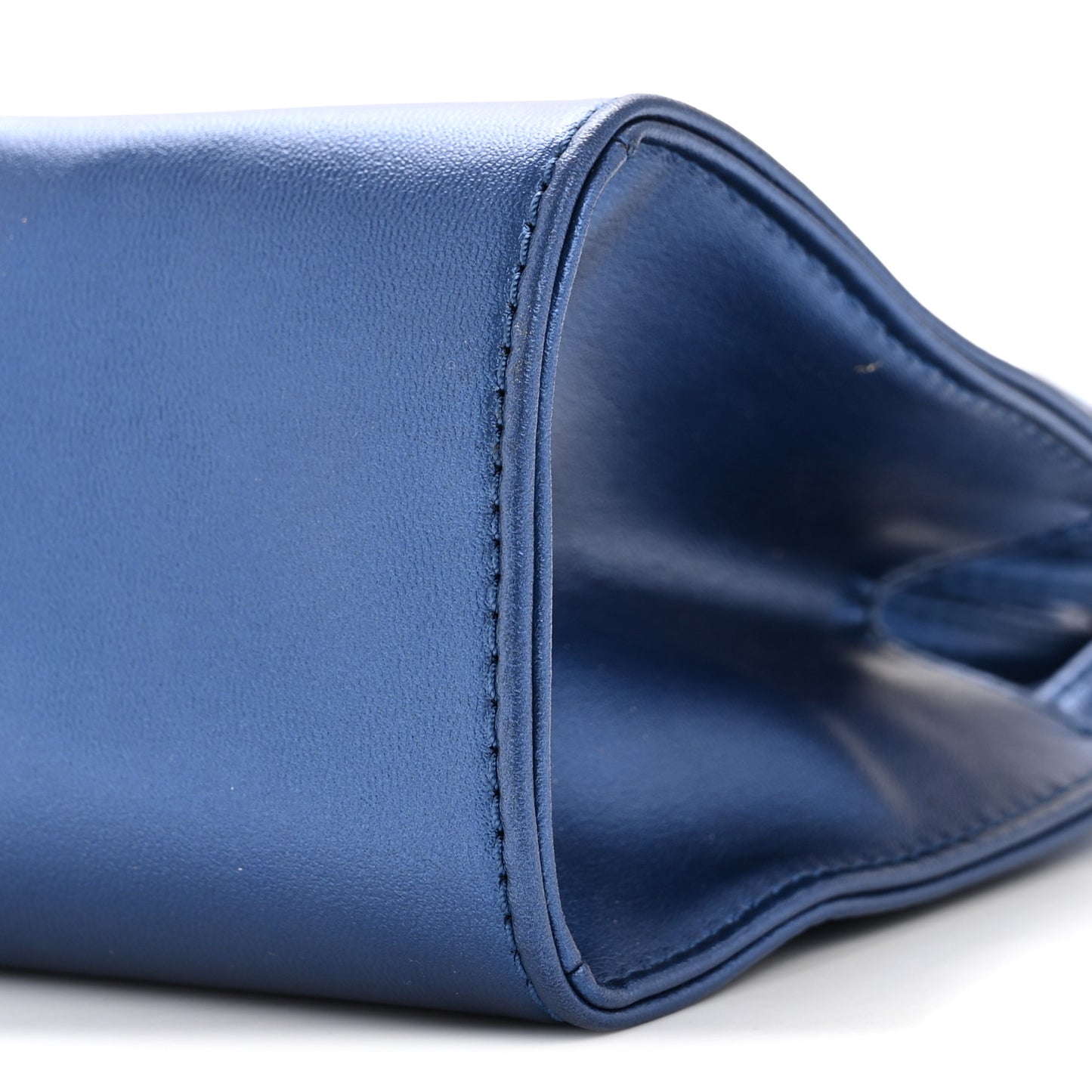 Metallic Vegan Leather Small Shopping Bag Cobalt
