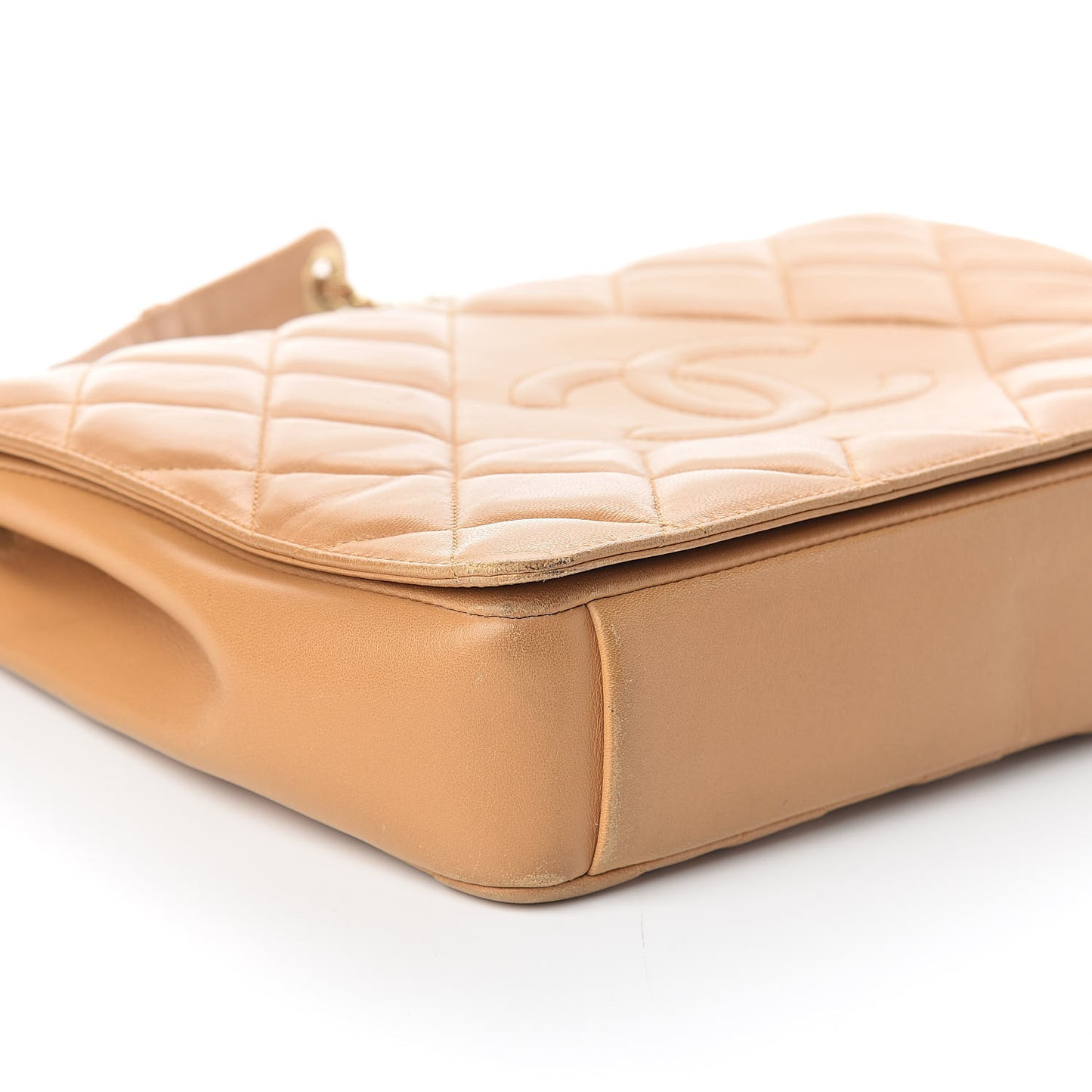 Lambskin Quilted Medium Diamond CC Flap Beige