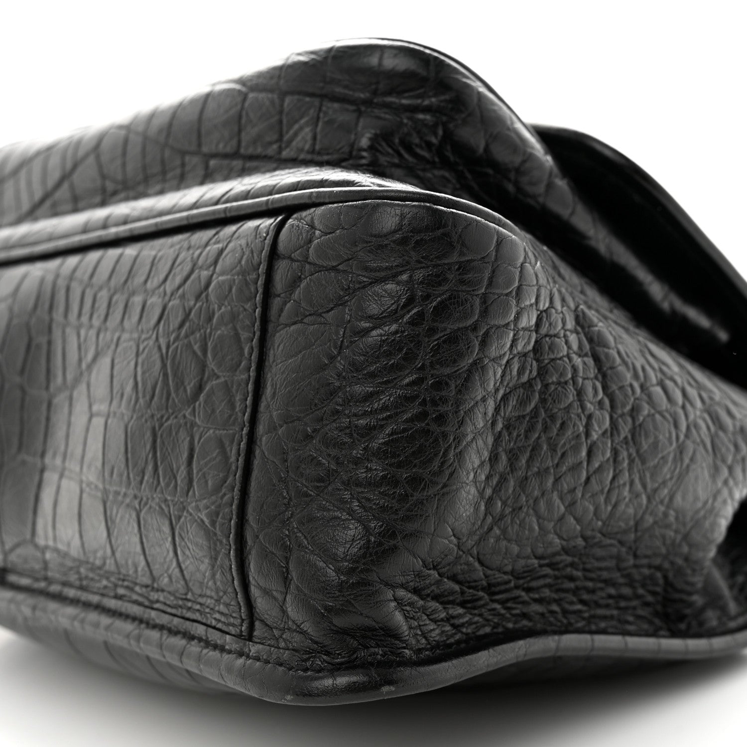 Saint Laurent Crocodile Embossed Lambskin Monogram Medium Niki Chain Satchel Black 11 of 12