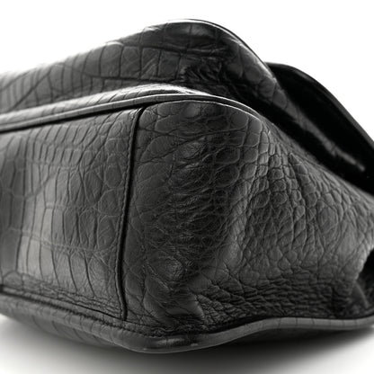 Saint Laurent Crocodile Embossed Lambskin Monogram Medium Niki Chain Satchel Black 11 of 12