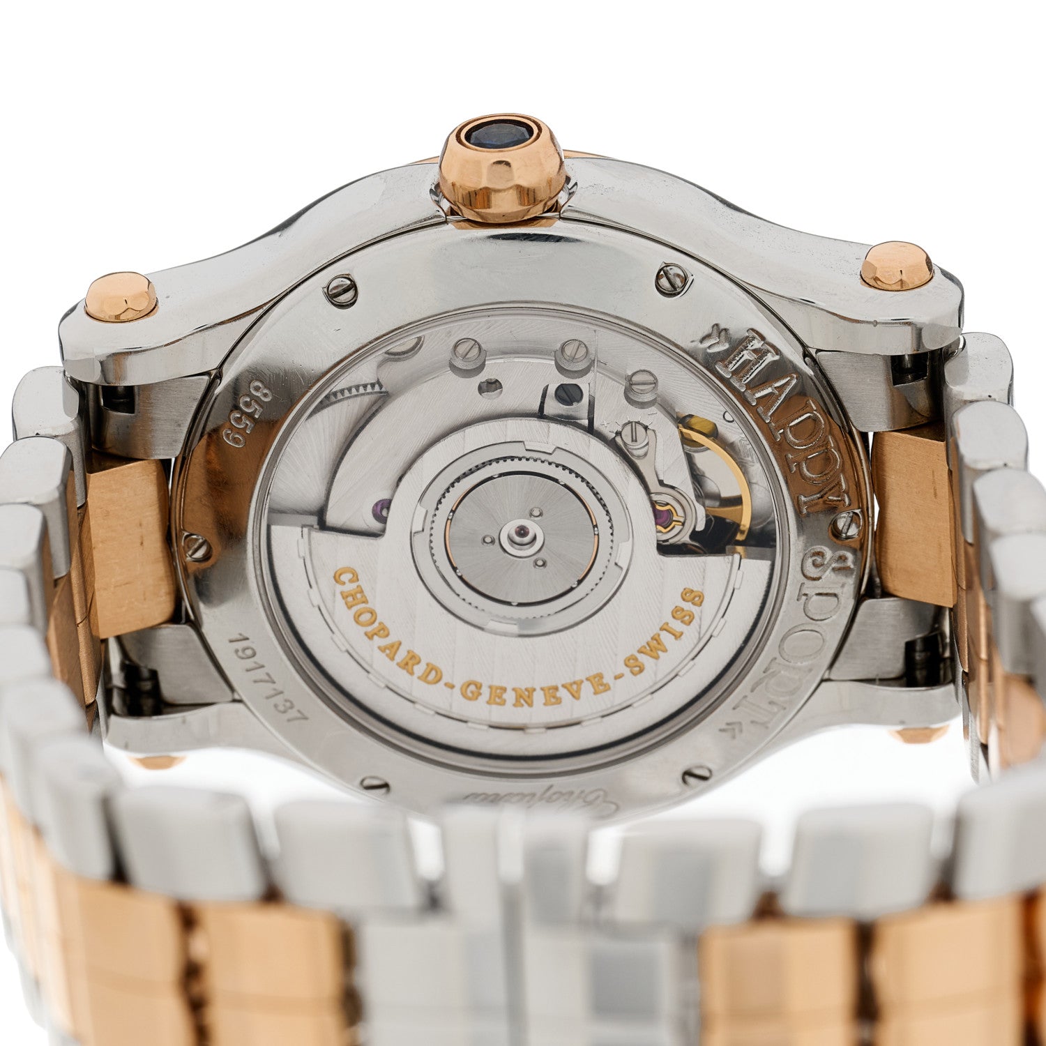 Chopard Stainless Steel 18K Rose Gold Diamond Bezel 7 Floating Diamond 36mm Happy Sport Automatic Watch 4 of 4