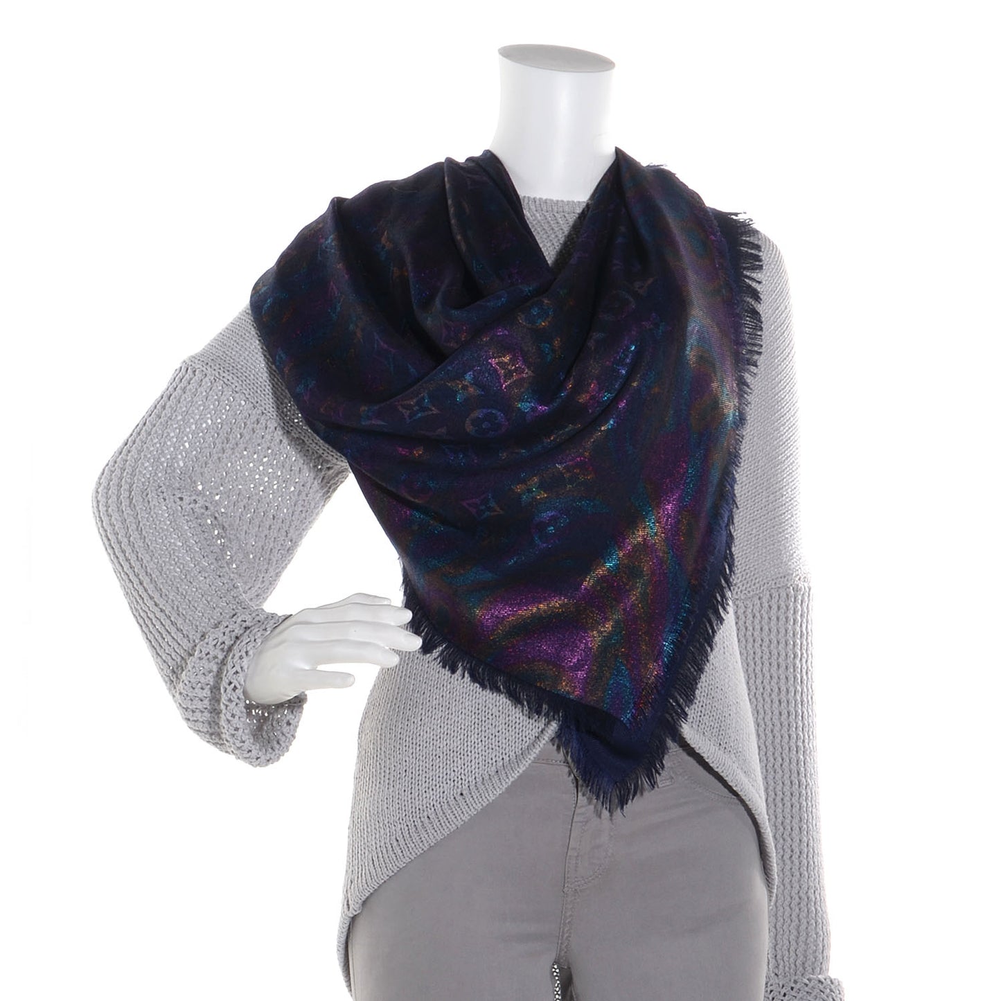 Chale Monogram Plume Shawl Blue Nuit