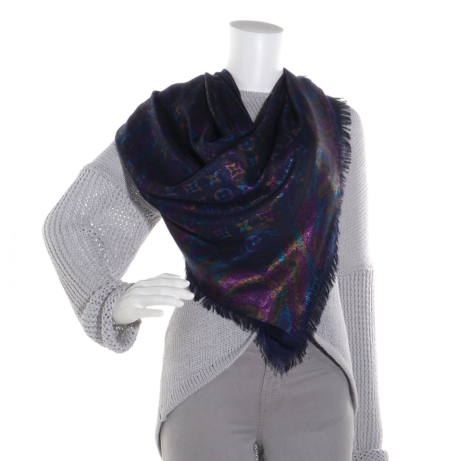 Louis Vuitton Chale Monogram Plume Shawl Blue Nuit 2 of 5