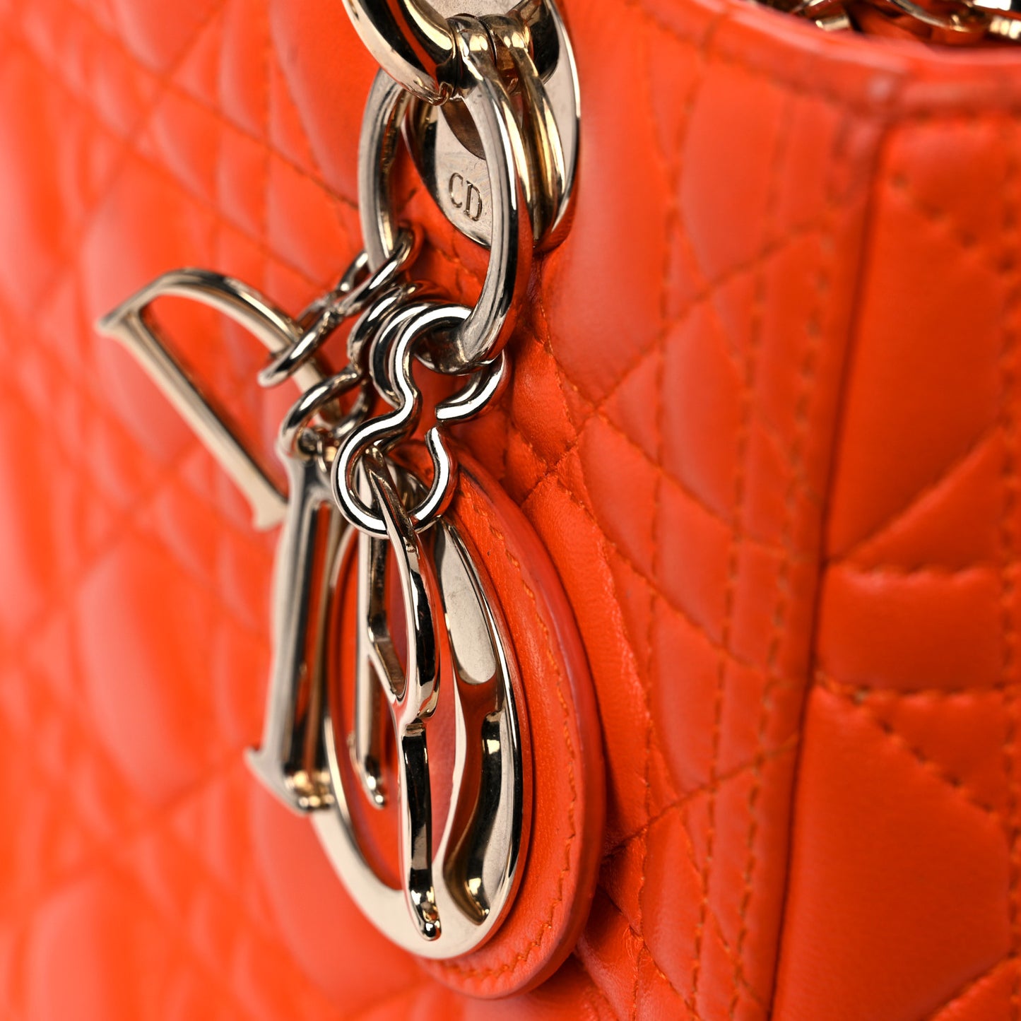Lambskin Cannage Medium Lady Dior Orange