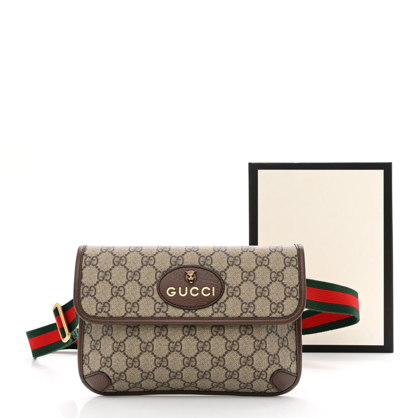 GG Supreme Monogram Neo Vintage Web Belt Bag Brown