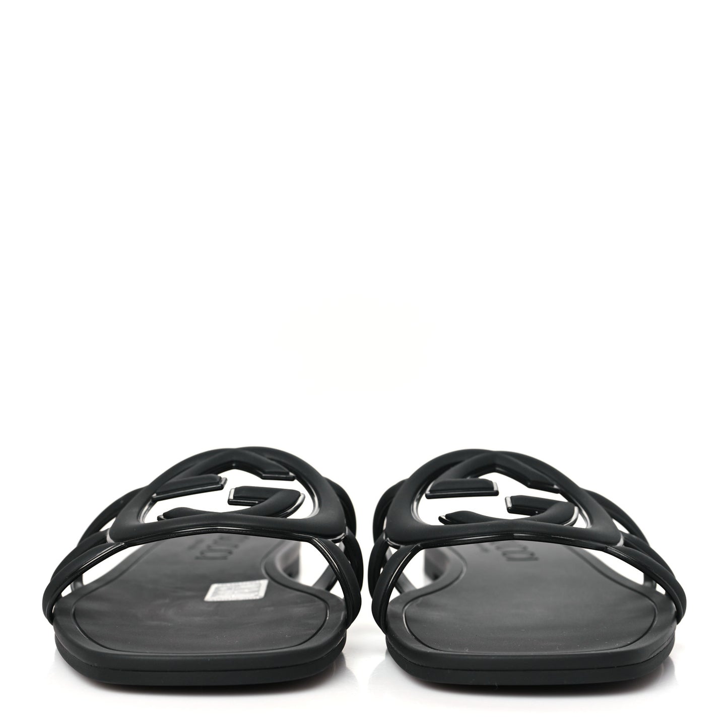 Rubber Womens Interlocking G Slide Sandals Black