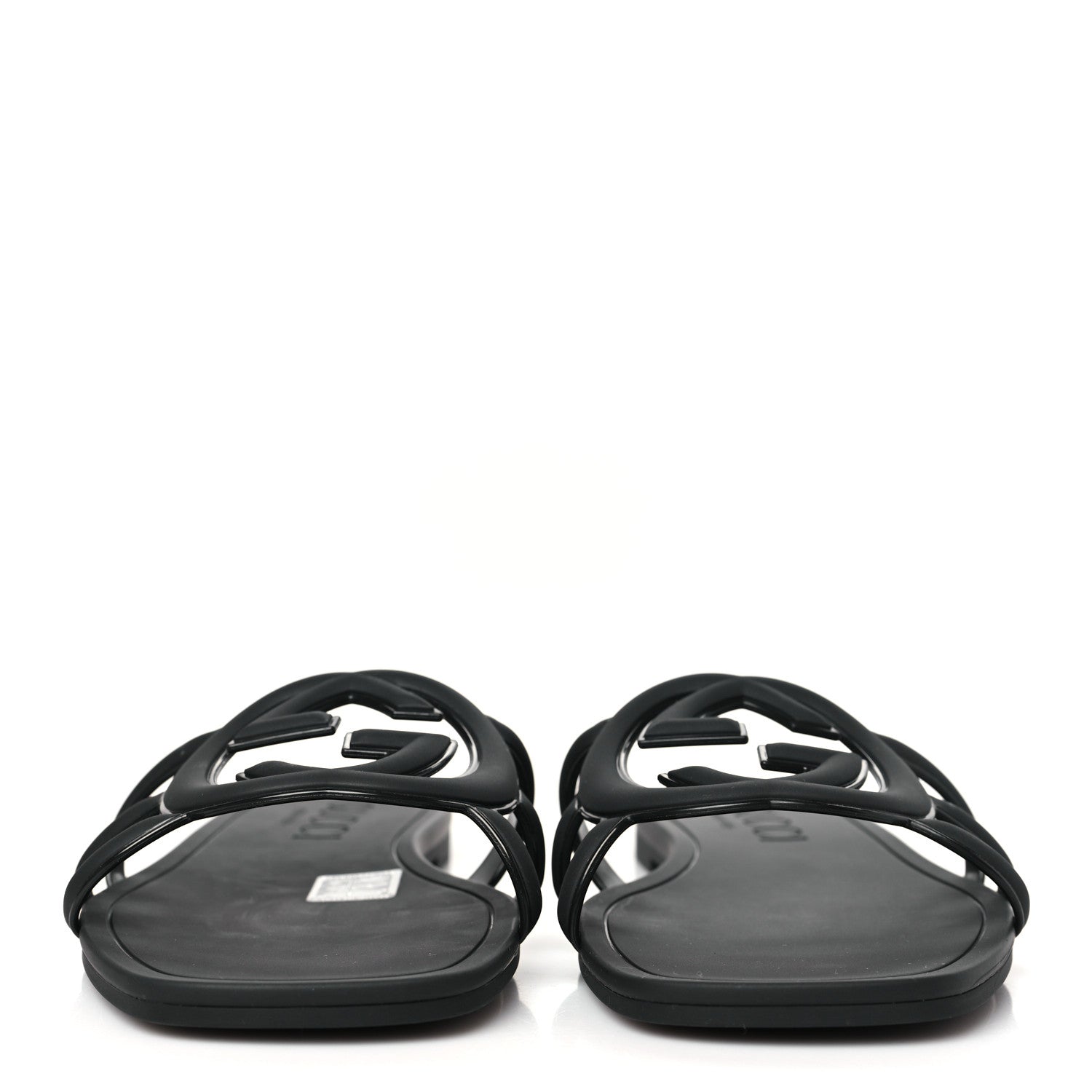 Gucci Rubber Womens Interlocking G Slide Sandals Black 2 of 8