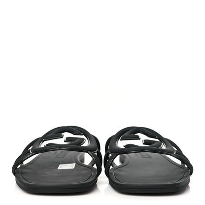 Gucci Rubber Womens Interlocking G Slide Sandals Black 2 of 8