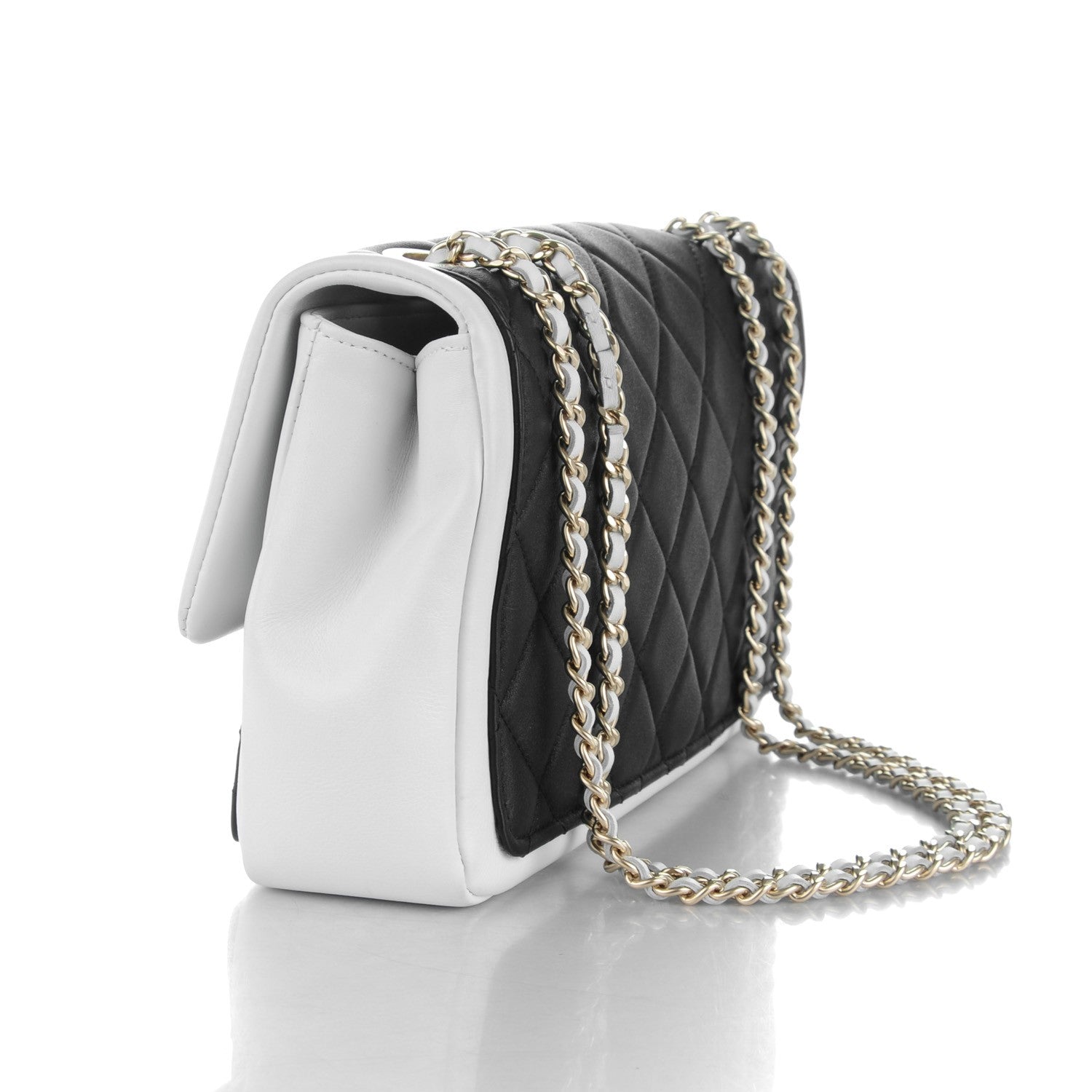 Chanel Lambskin Quilted Graphic Medium Flap Black White 3 of 8
