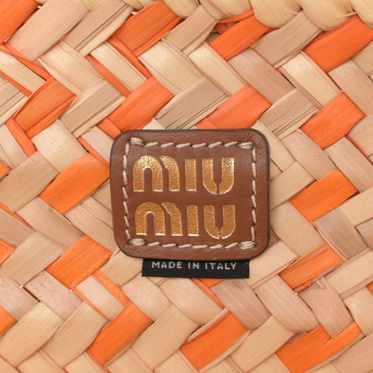 Miu Miu Palmetto Logo Tote Basket Natural Aranci 6 of 12