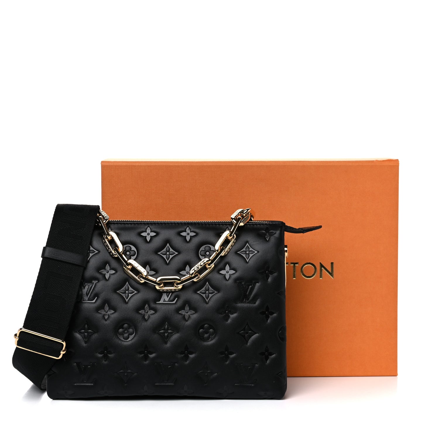 Lambskin Embossed Monogram Coussin PM Black