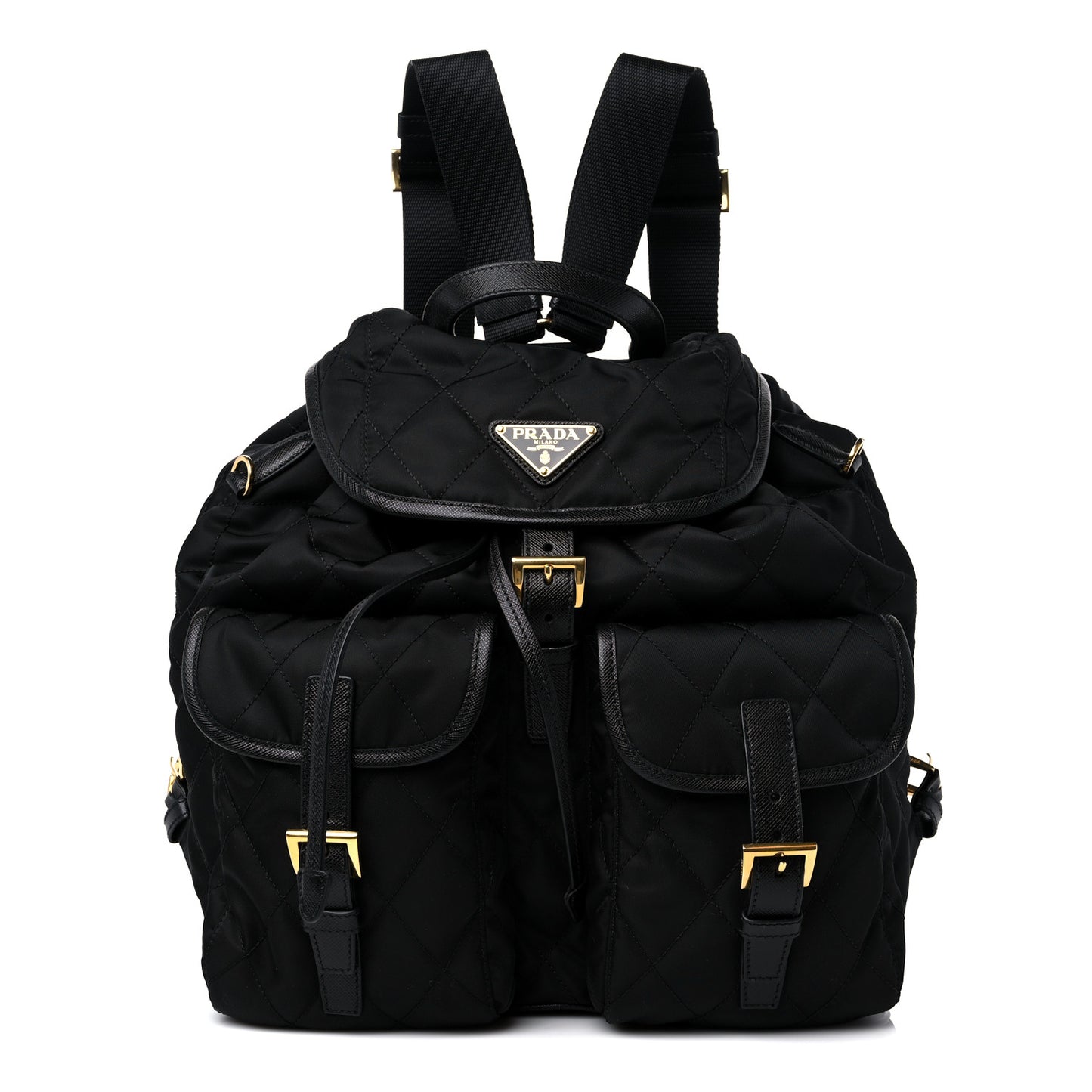 Tessuto Nylon Saffiano Vela Quilted Backpack Black