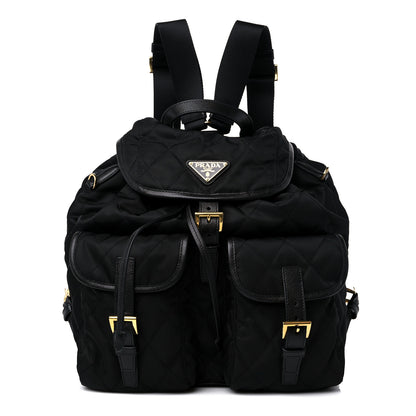 Prada Tessuto Nylon Saffiano Vela Quilted Backpack Black 1 of 8
