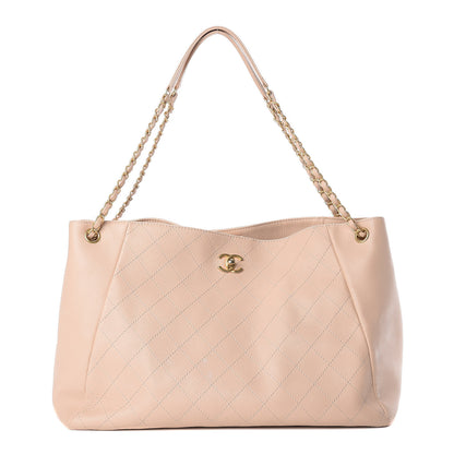 Chanel Grained Calfskin Stitched Large Supple Rock Shopping Tote Beige 1 of 12