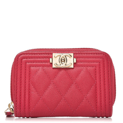 Chanel Caviar Quilted Boy Zip Around Coin Purse Wallet Fuchsia 1 of 9