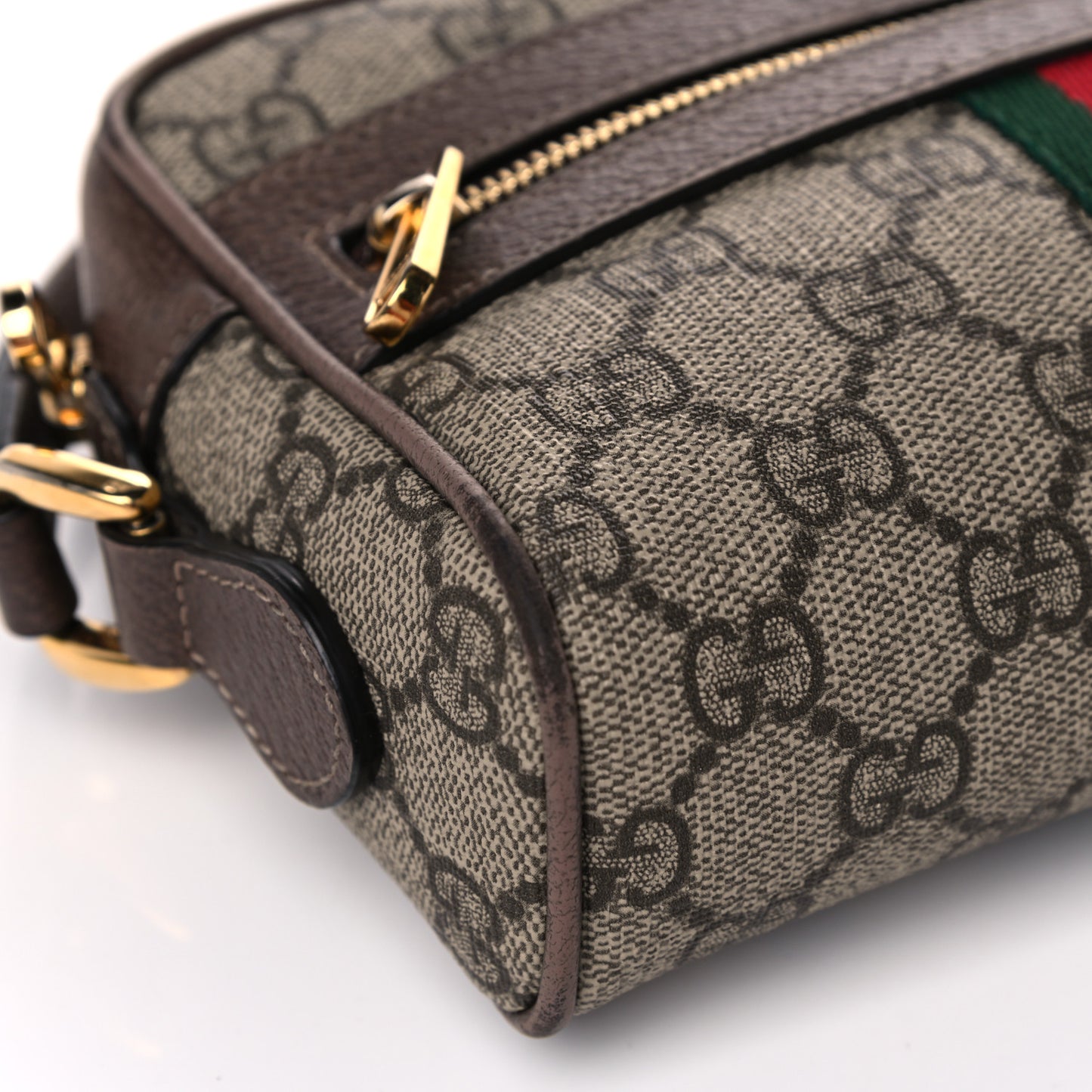 GG Supreme Monogram Web Mini Ophidia Shoulder Bag Brown