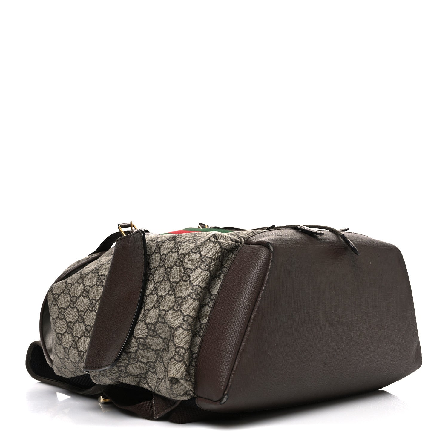 Gucci GG Supreme Monogram Medium Ophidia Double Buckle Backpack Brown 4 of 12
