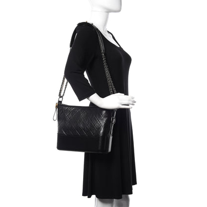 Chanel Aged Calfskin Quilted Medium Gabrielle Hobo Black 2 of 10