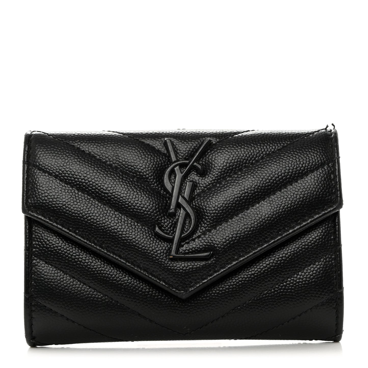 Grain De Poudre Matelasse Chevron Small Monochome Monogram Envelope Wallet Black