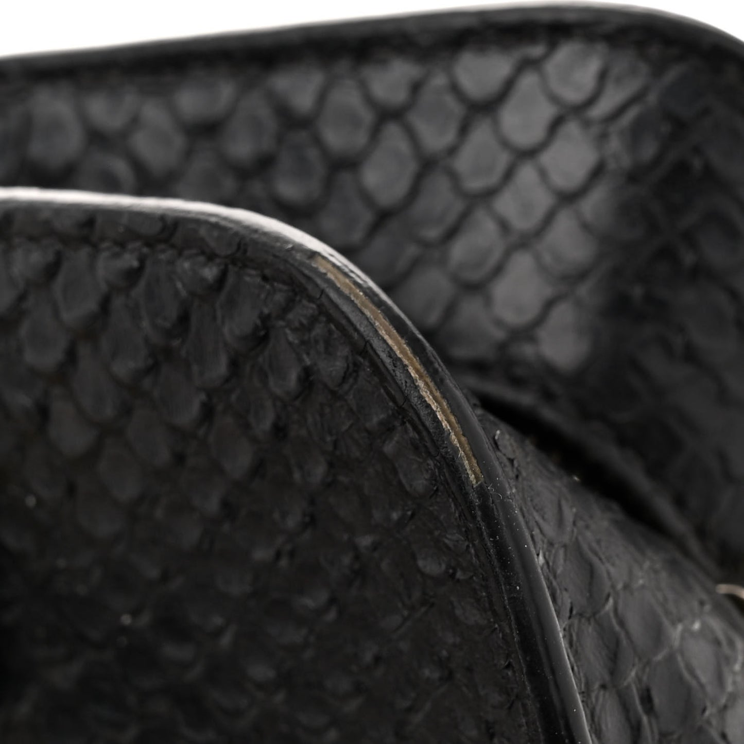 Python Calfskin Embossed Monogram Baby Cabas Black