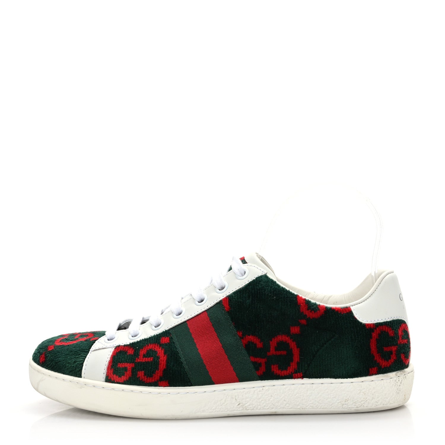 Gucci Terry Cloth GG Monogram Web Womens Ace Sneakers 36.5 Green Red 1 of 7