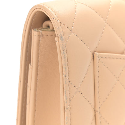 Chanel Lambskin Quilted CC Pearl Crush Wallet on Chain WOC Beige 10 of 13