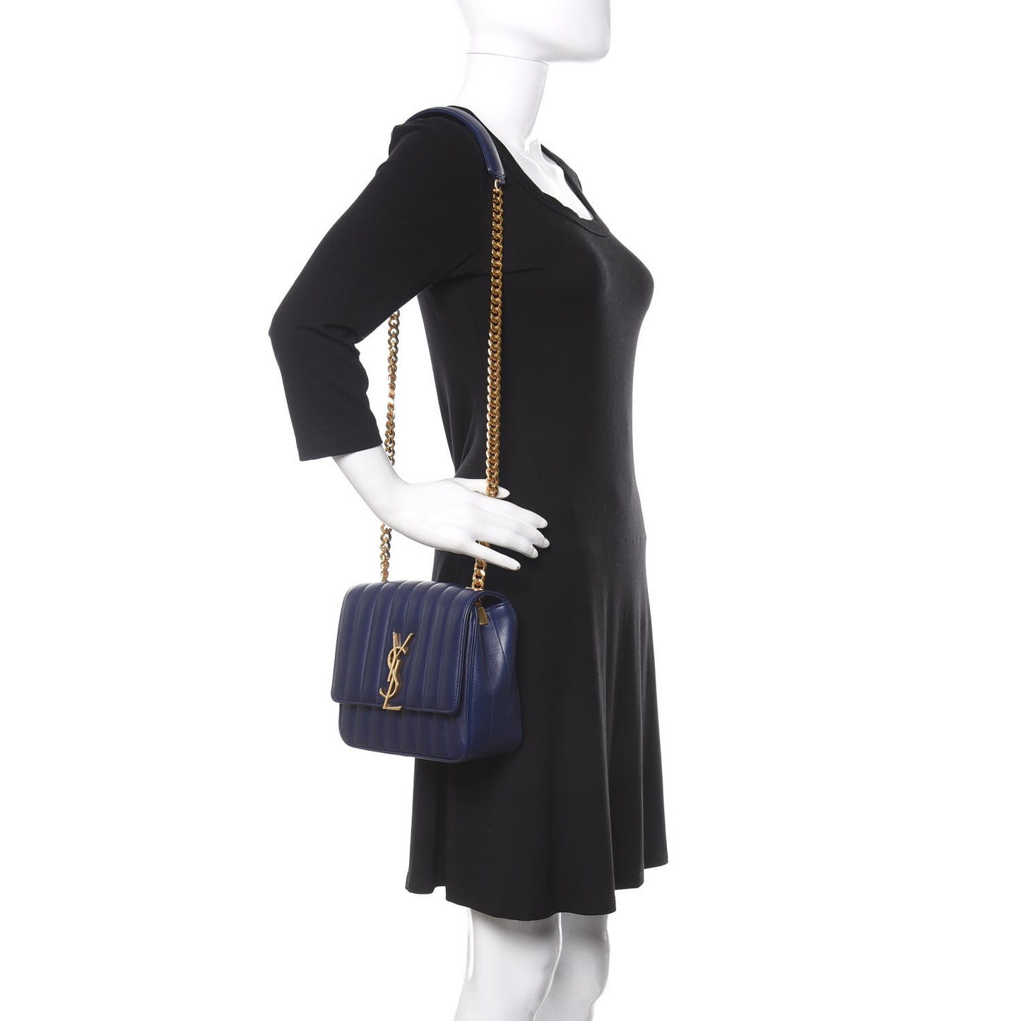 Lambskin Matelasse Monogram Medium Vicky Chain Bag Blue