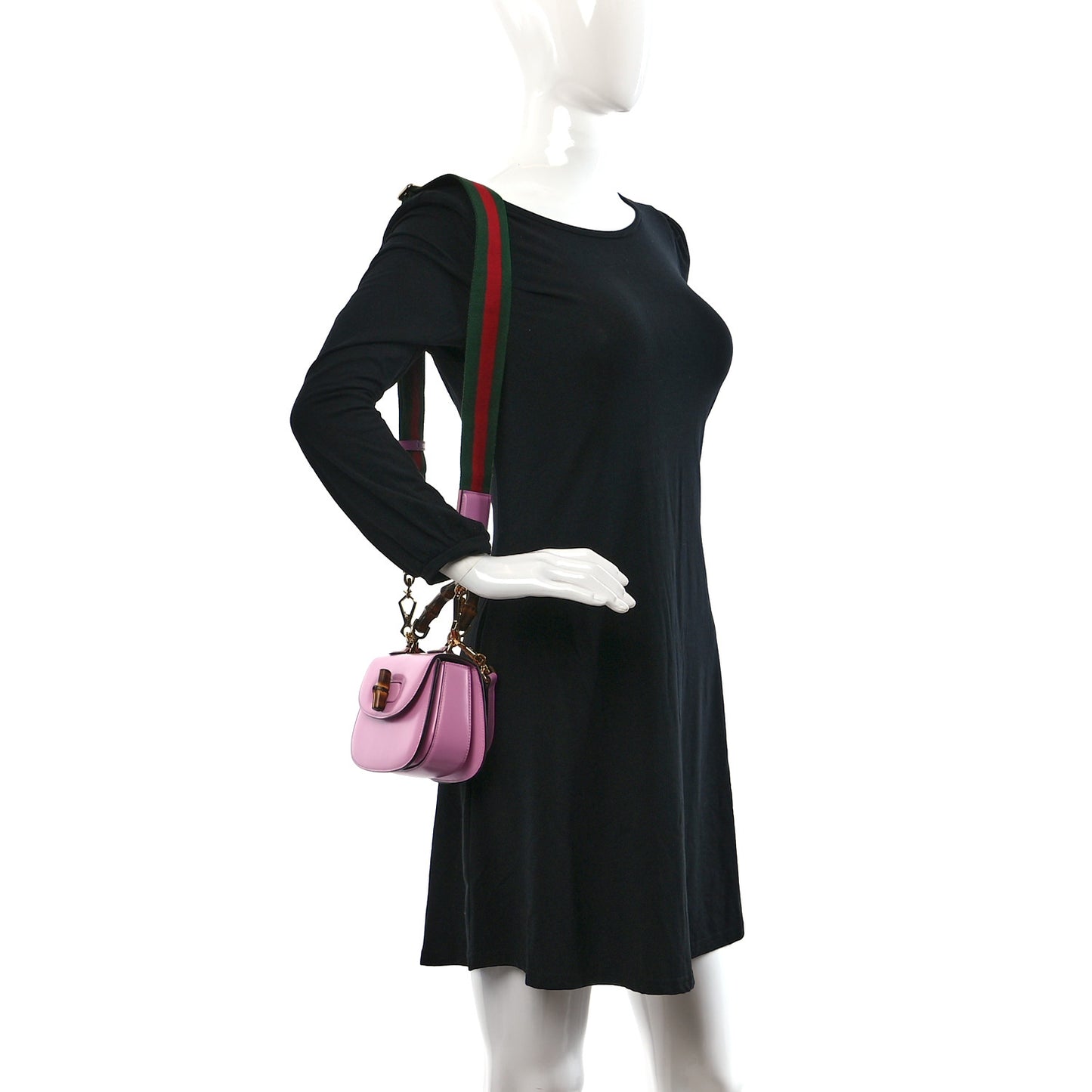 Boarded Dyana Lux Calfskin Web Mini Bamboo 1947 Top Handle Bag Nice Pink