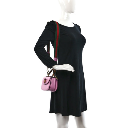 Gucci Boarded Dyana Lux Calfskin Web Mini Bamboo 1947 Top Handle Bag Nice Pink 2 of 8