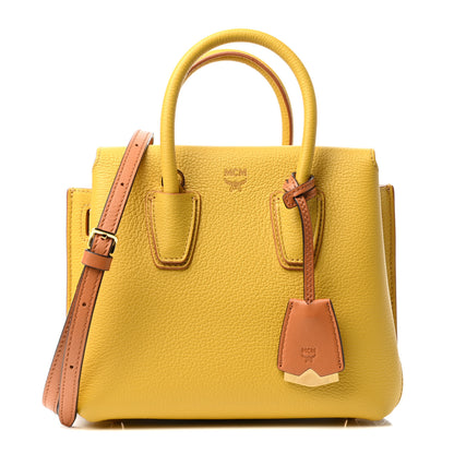 MCM Grained Calfskin Mini Milla Tote Yellow 1 of 8