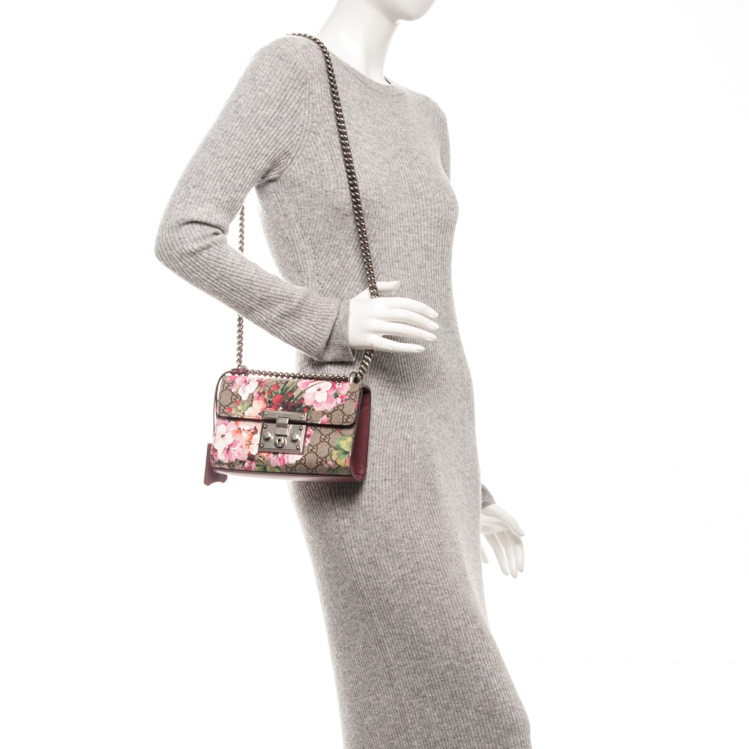 Gucci GG Supreme Monogram Blooms Small Padlock Shoulder Bag Beige Multicolor Dry Rose 2 of 7