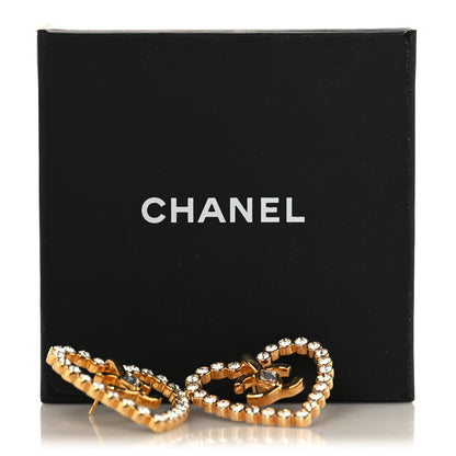 Chanel Crystal Heart CC Earrings Gold 5 of 5