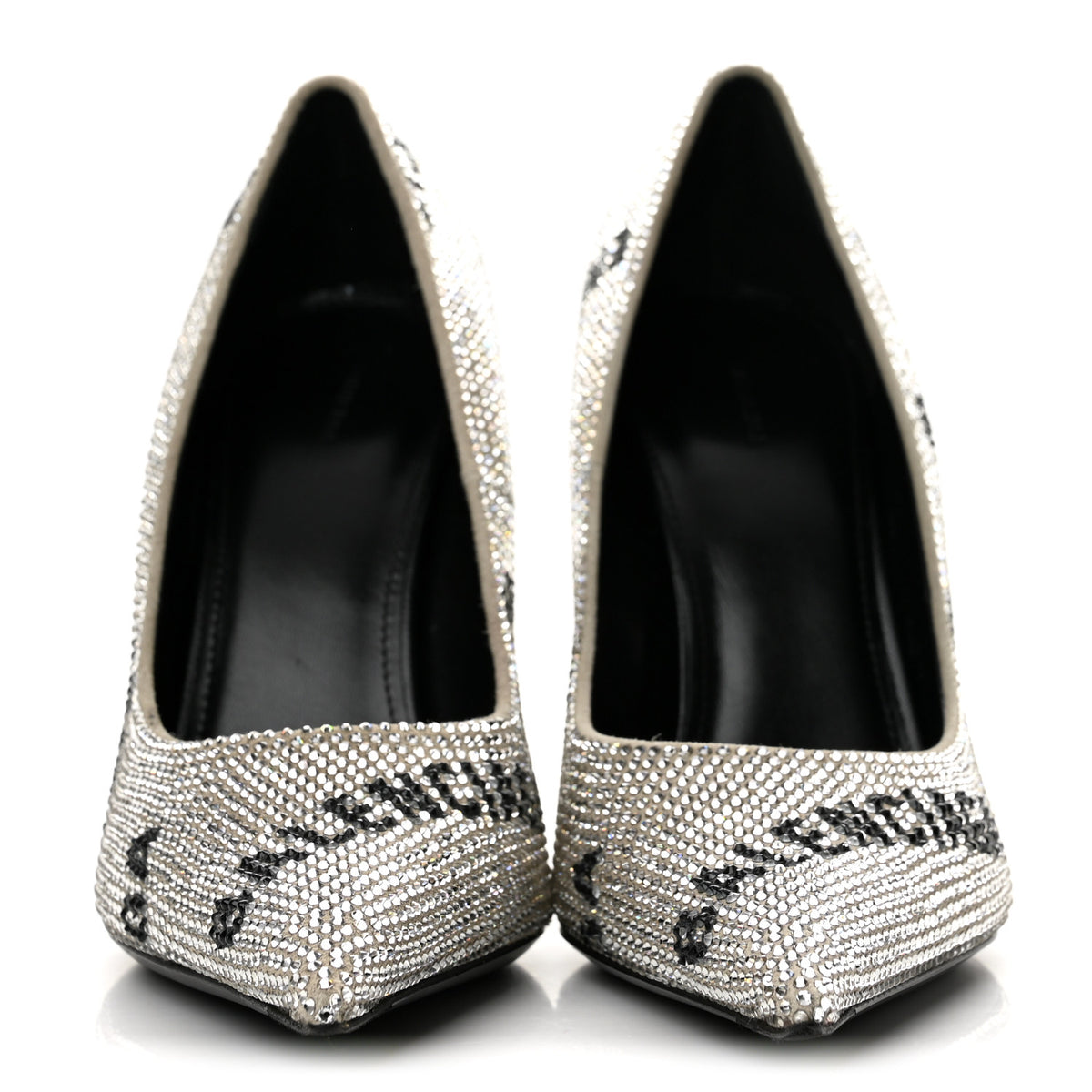Strass Allover Logo Square Knife 110mm Pumps 38 Crystal Black