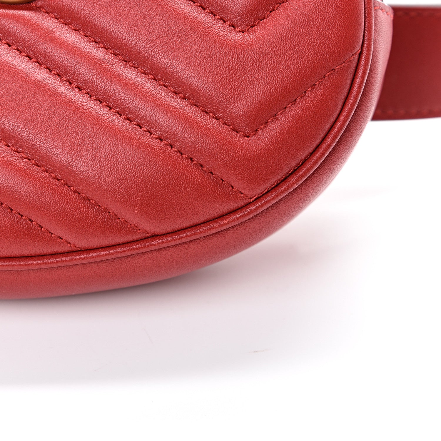 Gucci Calfskin Matelasse GG Marmont Belt Bag 75 30 Hibiscus Red 11 of 14