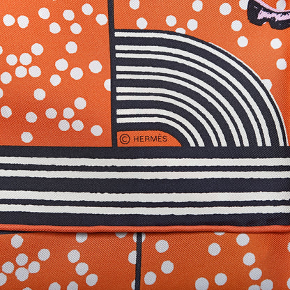 Hermes Silk Garde Robe Pop Scarf 90 Orange Bleu Noir Parme 6 of 6