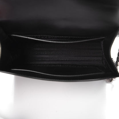 Prada Saffiano Cuir Calfskin Monochrome Envelope Flap Chain Shoulder Bag Black 5 of 6